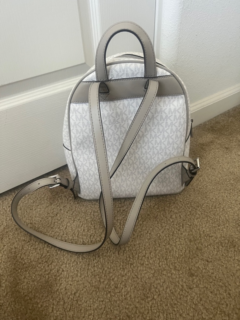 Michael Kors White, Gray & Taupe Chevron Mini Backpack - Picture 2 of 3